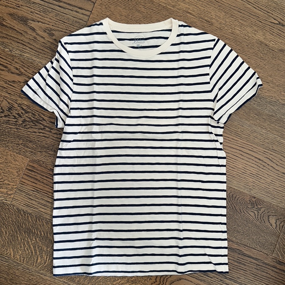 J Crew Navy Striped Off-White T-Shirt